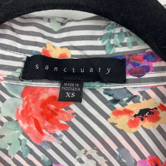 Sanctuary XS top blouse button front floral stripe - Picture 4 of 6